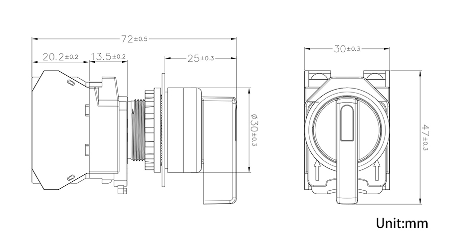 7M长柄旋钮三位置锁-复位-半复位