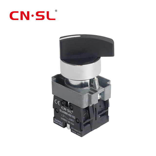  سلسلة XB2 مفتاح دوار ذاتي القفل مفتاح مقبض التروس الثاني 3 مواضع مفتاح مقبض محدد أسود